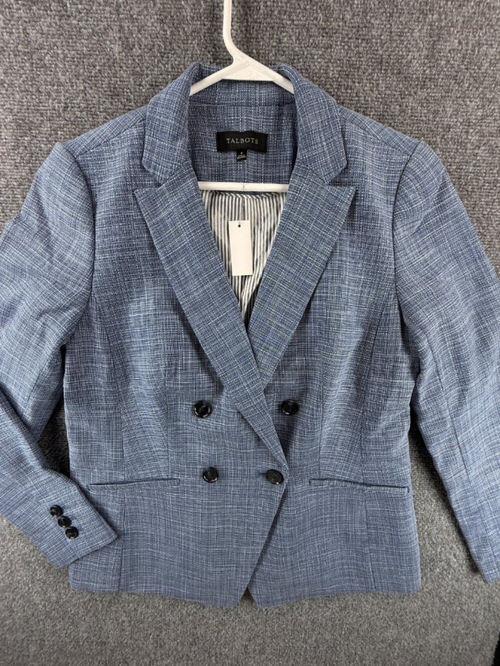 NWT Talbots Women Blue Blazer Jacket Size 6 Button Front Lined Business $199